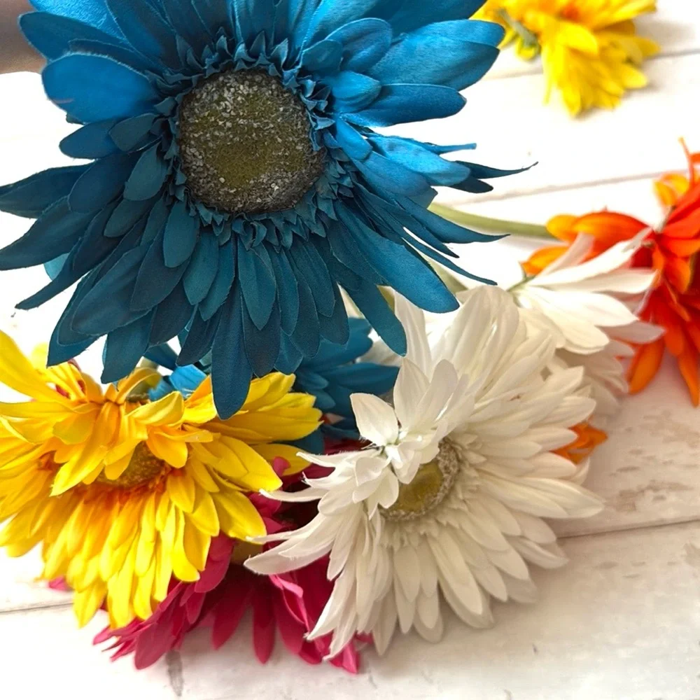 10ct Long Colorful Daisies Artificial Flowers Yellow Daisy Pink Blue Orange
